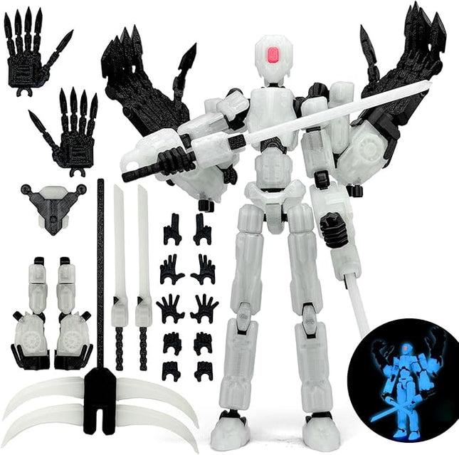 8Inch T13 Action Figure Assembly Completed,3D Printed Multi-Jointed Movable Toy Nova 13 Action Figures Desktop Decorations for Game Lovers Toy (Luminous Blue)