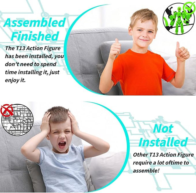 8Inch T13 Action Figure Assembly Completed,3D Printed Multi-Jointed Movable Toy Nova 13 Action Figures Desktop Decorations for Game Lovers Toy (Cyan)