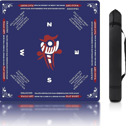 Mahjong Mat - 31.5x31.5 Inch Mahjong Mat for Table, Non-Slip Noise Reduction Mahjong Table Mat for Poker, Dominoes, Board Games & Card Games (Dark Blue)