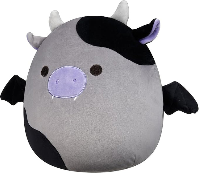 Squishmallows Original 12-Inch Bridgette Grey and Black Cow Bat - Official Jazwares Plush (Medium-Sized)