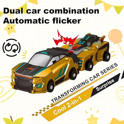2-in-1 Collision Transformation Dinosaur Car Toy |Magnetic Cars Convertible Robot Toys|DinosaurToys for Kids 3-12 Ideal Christmas Birthday Gift for Boys(Golden)