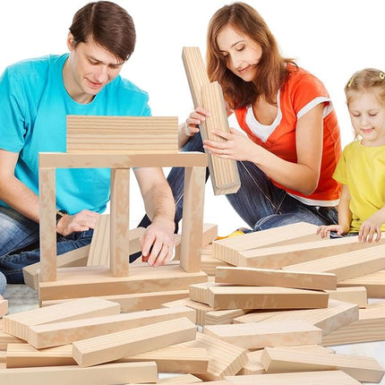 Leyndo 24 Pcs Foam Wooden Beam Soft Foam Brick Building Blocks Unit Fake Brick Building Blocks Giant Stacking Sets for Kids Toddler Construction(Multi Sizes,Wooden Color)