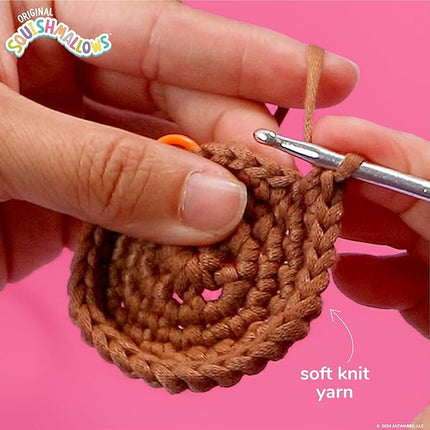 Squishmallows Original Omar The Bear Crochet Kit, Includes Yarn, Crochet Hook, Starter Hooks, Step-by-Step Tutorials, Exclusive Crochet Kit for Beginners, DIY Craft, Crochet Kits, Great Teen Gifts