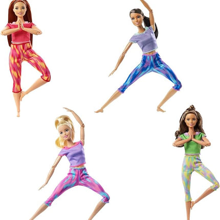 Barbie Made to Move Doll with 22 Flexible Joints & Curly Brunette Ponytail Wearing Athleisure-wear for Kids 3 to 7 Years Old