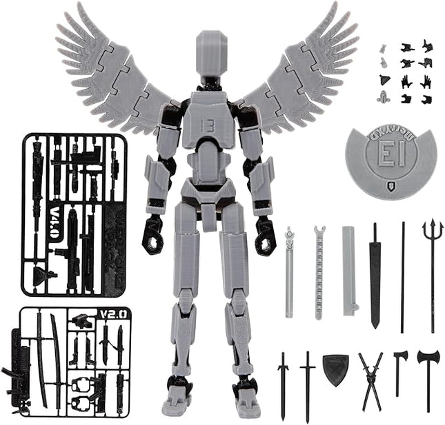 MerryXD T13 3D Action Figure,Assembly Completed Dummy Nova Titan Lucky 13 Action Figure 3D Printed Multi-Jointed Movable Toy Grey