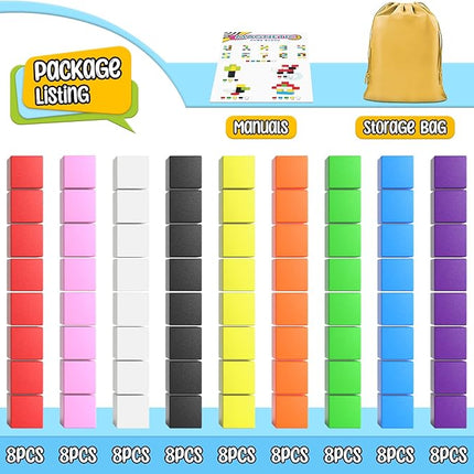 72pcs Magnetic Building Blocks for Toddlers, Large Magnet Construction Cube Toys for Kids, Preschool STEM Educational Sensory Montessori Square Toy for 3 4 5 6 Boys & Girls