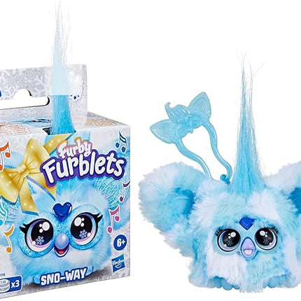 Furby Furblets SNO-Way Holiday Edition Mini Friend, 45+ Sounds, Holiday Music, Speaks Only Furbish, Electronic Plush Toys for Girls & Boys, Interactive Pets, Blue & White, 6+