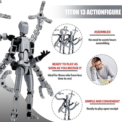 Already Assembled T13 Action Figure Accessories,T13 Multi-Jointed Movable,for Collectors Desktop Decorations t-13 Movability 3D Printed Toys (Blue, 5.5 Inch)