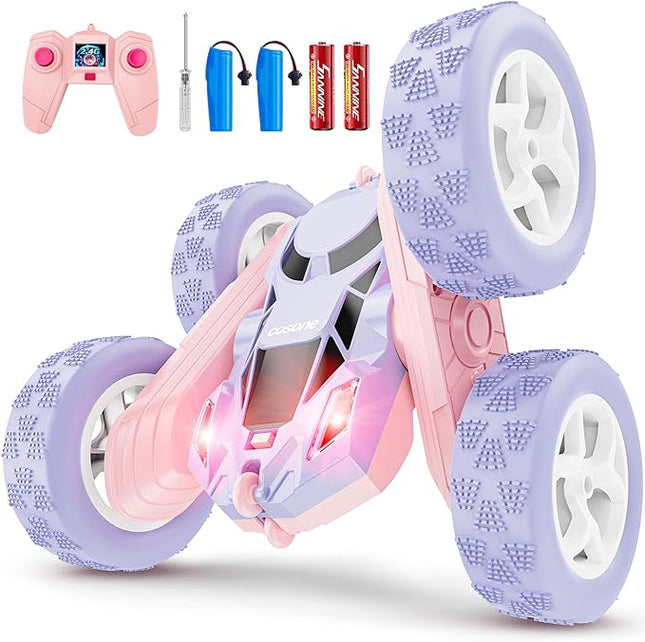 cosone Remote Control Car RC Cars for Kids Toys Rechargeable 360° Rotating 2.4Ghz RC Stunt Car for Kids Birthday Gift for 6 Years Old Girls Toys 6 7 8 9 10 Years Old Girl Gift Ideas (Pink&Purple)