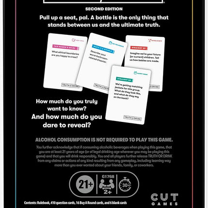 Truth or Drink Party Game by Cut I As Seen on TikTok, YouTube, and Snapchat | 410 Hilarious Questions | Ages 21+ | 2+ Players I Fun Games for Adults