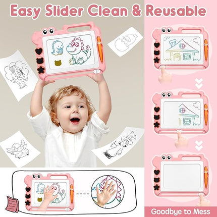 AiTuiTui Magnetic Drawing Board Toddler Toys with Legs for Girls Boys, Color Sketch Writing Scribble Doodle Pad Travel Games, Educational Learning Kids Toys for Toddlers Birthday (Pink)