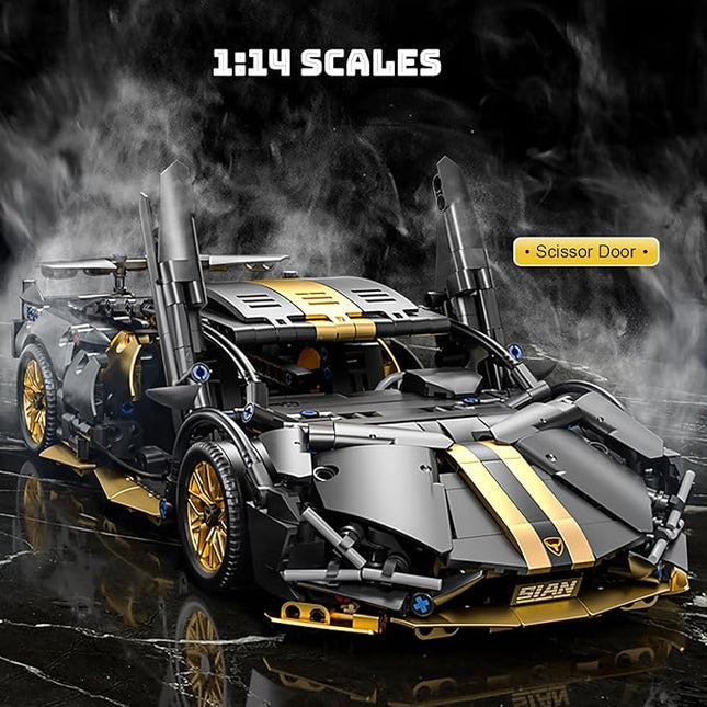 Sport Race Car Building Block Sets for Adults Boys,1:14 Technical Remote Control APP Supercar Toys Kits with LED Lights Collectible MOC Contruction for Teens Age 8-12 12-16,14+