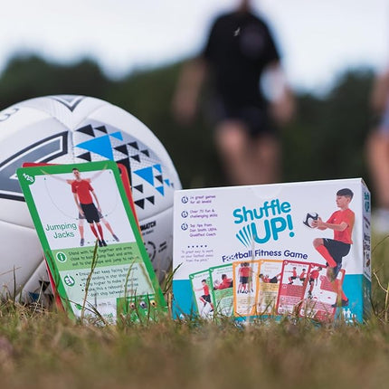 Shuffle Up Soccer Card Games - 70+ Fun & Active Skills Cards for Kids, Fitness Cards Develop Fundamentals, Stamina & Strength, Easy to Play for Kids | Multiple Skills Level Card Include 2 Dices