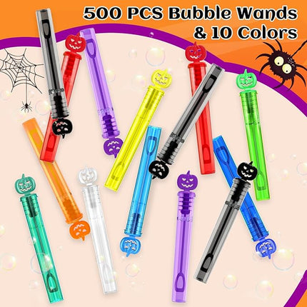 500 PCS Bubble Wands, Halloween Party Favors for Kids, Halloween Kids Goodie Bag Stuffers, Great Halloween Treats Toys, Girls Boys Classroom Prizes (10 Colors)
