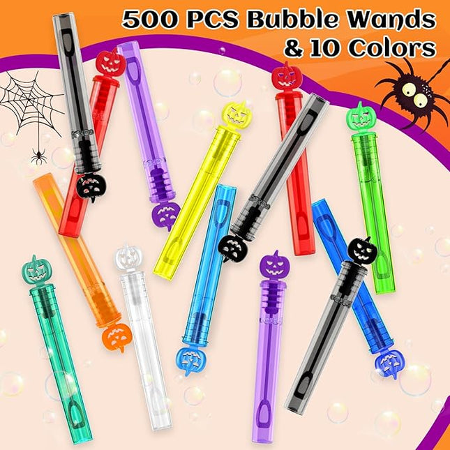 500 PCS Bubble Wands, Halloween Party Favors for Kids, Halloween Kids Goodie Bag Stuffers, Great Halloween Treats Toys, Girls Boys Classroom Prizes (10 Colors)