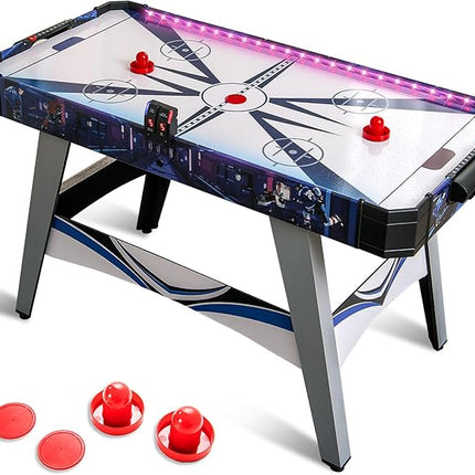 GLACER Air Hockey Table, Arcade Game w/ 12V Motor, LED Scoreboard, Lights & Electronic Scoring, Air Hockey Game Table for Home/Office, Kids/Adults - 2 Pucks & 2 Pushers Included