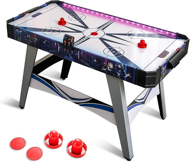 GLACER Air Hockey Table, Arcade Game w/ 12V Motor, LED Scoreboard, Lights & Electronic Scoring, Air Hockey Game Table for Home/Office, Kids/Adults - 2 Pucks & 2 Pushers Included