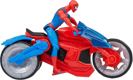 Marvel Spider-Man Web Blast Cycle, 4-Inch Action Figure with Vehicle and 2 Web Projectiles, Kids Playset for Ages 4 and Up