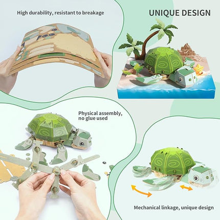 3D Paper Puzzle Model Kit for Adults & Kids Ages 8+,STEM Educational DIY Assembly Toy,Eco-Friendly Craft Gift for Home Decoration, Birthday Children's Day Gifts(Turtle)