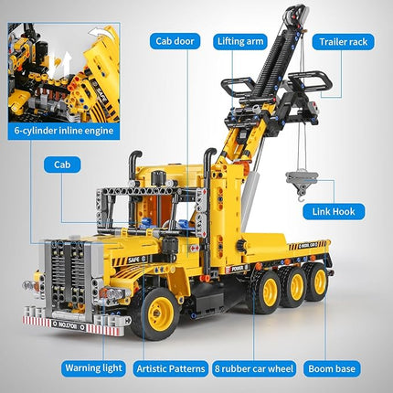 Mould King 17011 Heavy-Duty Tow Truck Building Toy Set, Technology MOC Road Trailers Building Gift Toys for Kids Age 14+ (1,250 Pieces)