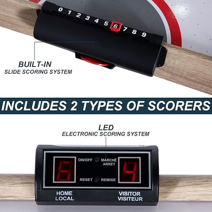 58 Inch LED Folding Air Hockey Table for Family, Foldable Sports Hockey Game Set w/2 Pucks, 2 Pushers, Powerful Motor, Hockey Table for Adults and Kids, Home Game Room