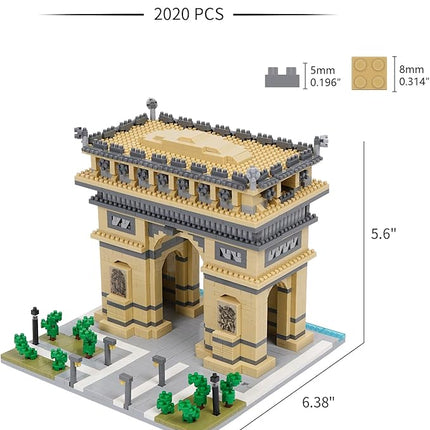 Building Blocks Set Arc De Triomphe Model Micro Building Blocks 2020 PCS Famous Architecture Building Kit, Gifts for Kids and Adult