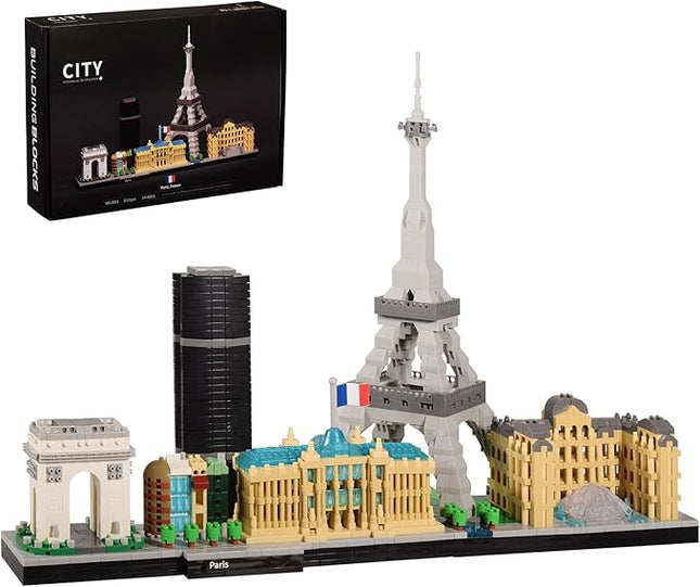 Architecture Paris Micro Building Blocks Set with Eiffel Tower and The Louvre Skyline Series Adult and Assembly World Famous Landmarks Construction Present Kit 3680 pcs