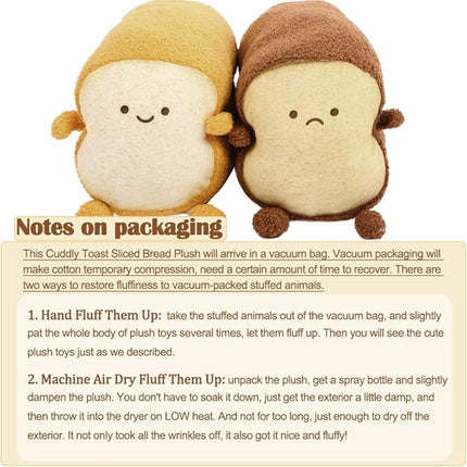 DENTRUN Toast Plush Pillow, Stuffed Bread Shape, Soft Toast Bread Food Plushies, Fun Sofa Cushion, Stuffed Doll Toy for Kids, Adults Gift, Home Bed Room Decor, 15"