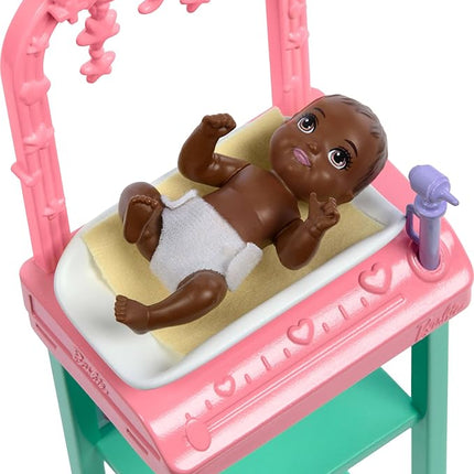Barbie Baby Doctor with Blonde Fashion Doll Wearing Pink Scrubs, 1 Baby Doll with Accessories & Furniture