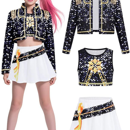 Girls Demon Pop Singer Hunters Costume 3-14 Years Stage Dance Idol Cosplay Outfit, Kids Halloween Costumes