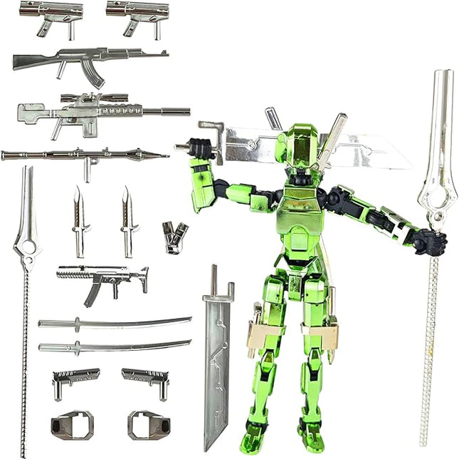 Assembly Completed T13 3D Printed Action Figures,Dummy 13 Robot 13 Movable N13 Action Figure, Lucky 13 Gift for Collectors Desktop Decorations for Game Lovers Toy(Metallic Green)