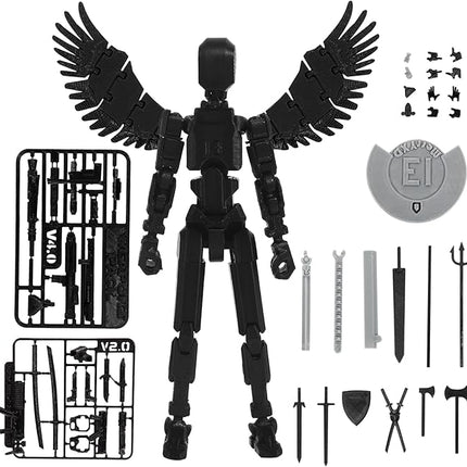 MerryXD T13 3D Action Figure,Assembly Completed Dummy Nova Titan Lucky 13 Action Figure 3D Printed Multi-Jointed Movable Toy Black