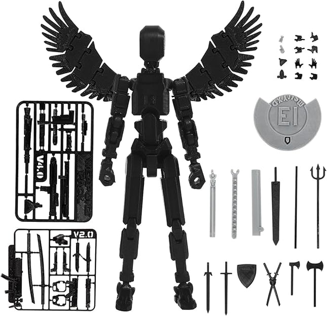 MerryXD T13 3D Action Figure,Assembly Completed Dummy Nova Titan Lucky 13 Action Figure 3D Printed Multi-Jointed Movable Toy Black