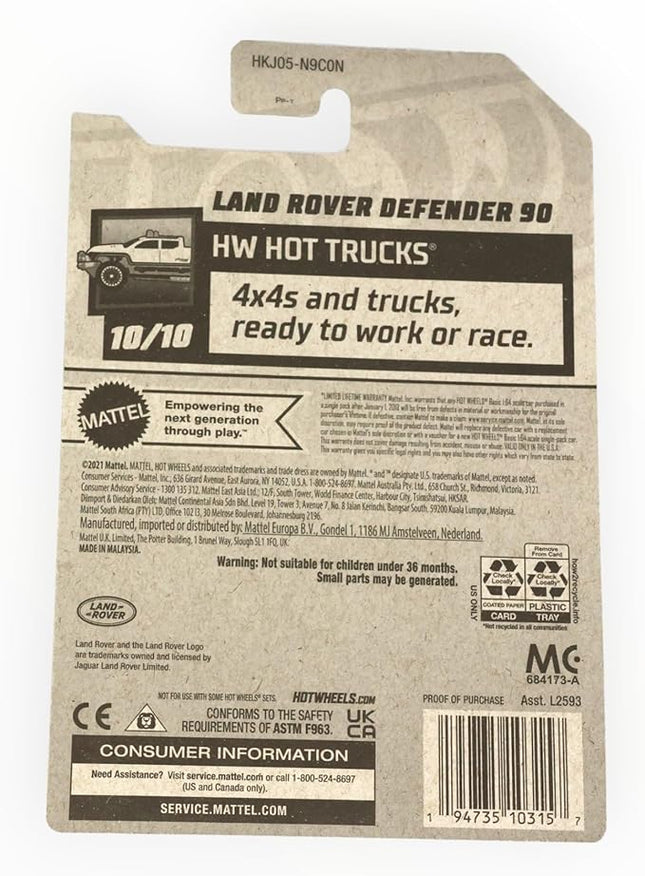 Hot Wheels Land Rover Defender 90, HW Hot Trucks 10/10 [Gray] 227/250