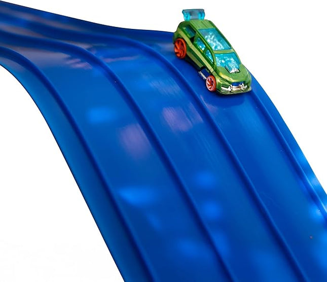 RESILIA Race Car Track Set – Compatible with Diecast Cars Like Hot Wheels & Monster Trucks Fun Toy for Kids & Toddlers, Racing Playset for Adventures, 6.5 Inch Wide x 20 Feet, 3 Lanes, Made in the USA