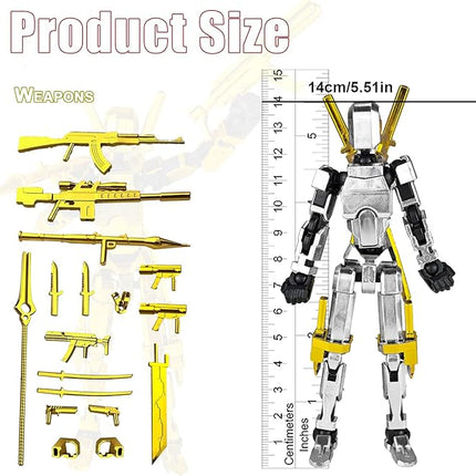 Assembly Completed T13 3D Printed Action Figures,Dummy 13 Robot 13 Movable N13 Action Figure, T 13 Gift for Collectors Desktop Decorations for Game Lovers Toy (White + Metal Weapon)
