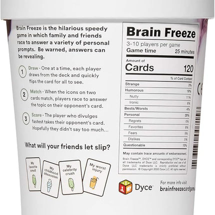 BRAIN FREEZE Party Game - The Hilarious Speak-Before-You-Think Family Card Game - for Kids, Tweens, Teens, College Students, Adults and Families, at Fun Parties and Board Games Night with your Group
