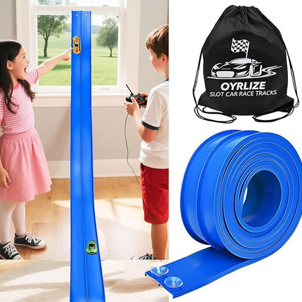 for Hot Wheels Race Car Flexible Track for Kids Toy,Diecast 1/64th Kids Toy Cars Flex Track Ramp 15Ft Starter Set Long Rolls Up Portable Flexible DIY Racetrack with Suction Cups for Boy Girl Age 3+