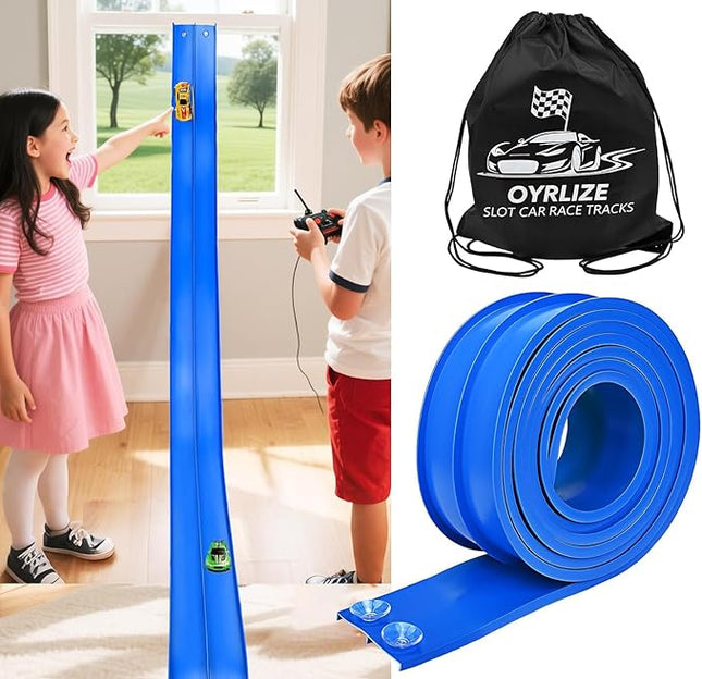 for Hot Wheels Race Car Flexible Track for Kids Toy,Diecast 1/64th Kids Toy Cars Flex Track Ramp 15Ft Starter Set Long Rolls Up Portable Flexible DIY Racetrack with Suction Cups for Boy Girl Age 3+