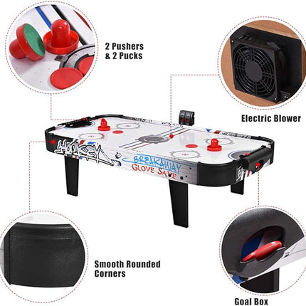 Goplus Air Hockey Table, 42 Inch Tabletop Air Hockey Game with LED Scoreboard, 2 Pucks, 2 Pushers, Powerful Motor, Indoor Arcade Table Gaming Set for Kids Gift