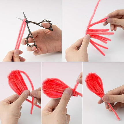 Caydo 300 Pieces Red Pipe Cleaners Craft Chenille Stems for DIY Art Creative Crafts Party Valentine's Day Decorations (12 Inch x 6 mm)