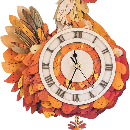 3D Wooden Puzzles for Adults Chicken Clock - Model Building Kit ‌‌Hen Clock Puzzle Creative Craft Gift Home Deco for DIY Enthusiasts, Brain Teaser Building Set Birthday Gifts