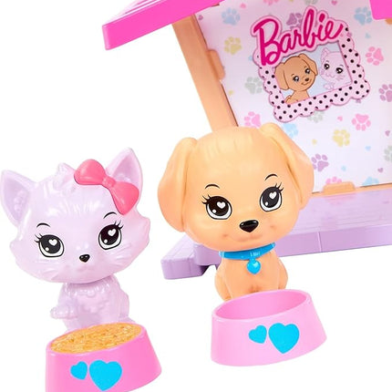 Barbie My First Barbie Accessories, Story Starter Pet Care Pack with Dog House, Puppy & Cat, Sized to Dolls in 13.5-inch Scale
