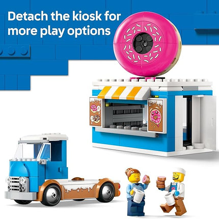LEGO City Donut Truck Toy - Building Toy for Kids, Boys and Girls, Ages 5+ - Birthday Gift for Kids Mobile Donut Stand with 2 Minifigures and Other Accessories - 60452