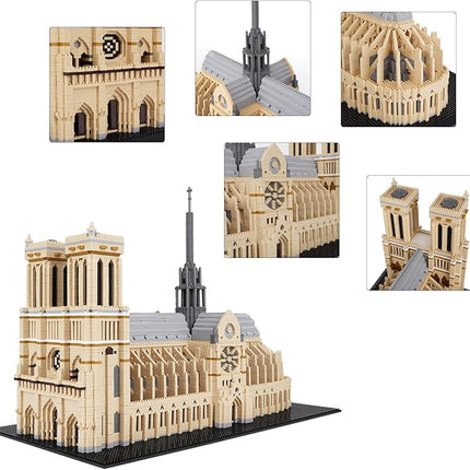 Building Blocks, Architecture Notre Dame de Paris Model Micro Mini Blocks Creative Building Blocks Set, 7380 PCS
