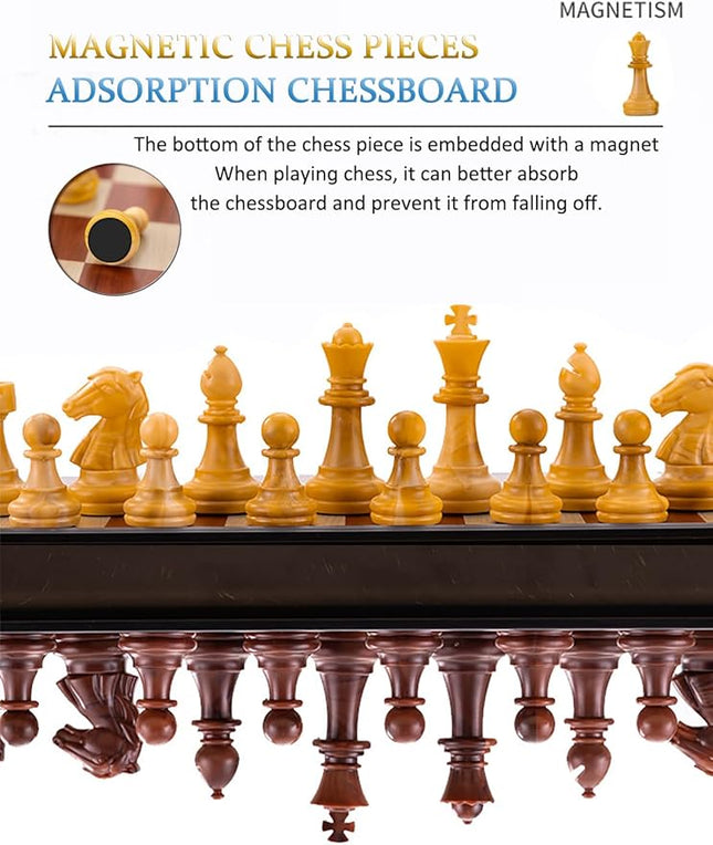 Chess Sets Magnetic Board Games - 9.5 Inches Travel Chess Set for Teenager & Adults, Wooden-Style Folding Portable Chess Gifts Classic 2-Player Strategy Family Game for Beginner and Professional