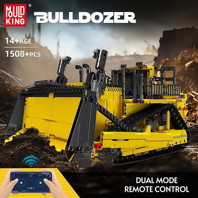 Mould King Bulldozer Technique Building Set, App-Controlled 2.4G RC Bulldozer Truck Construction Vehicle Toys with Engines, DIY Engineering Model Sets for Adults/14+(1508 Pieces)