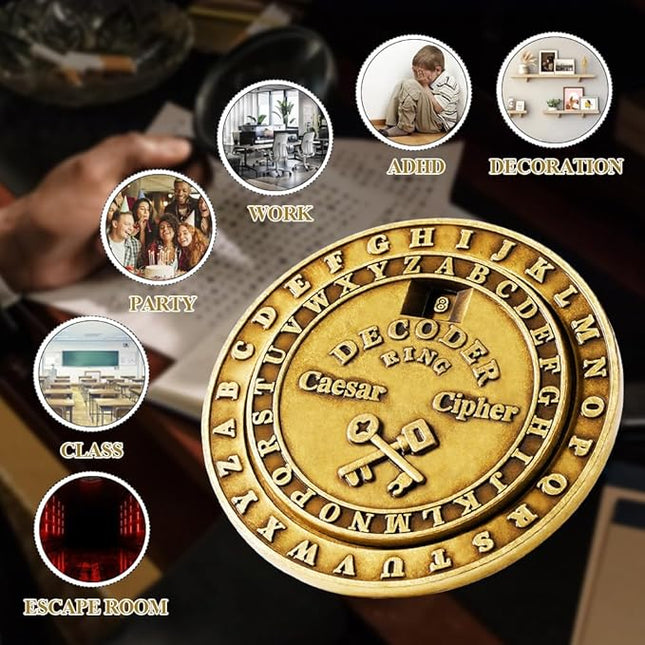 VIGIamy Fidget Toys Adults Brain Teaser Puzzles Fidget Spinners Metal Anxiety Stress Relief Toy Mind Puzzles Escape Room Game ADHD Autism Fidget Birthday Gift Gadget for Men Office Desk Toy (Brass)