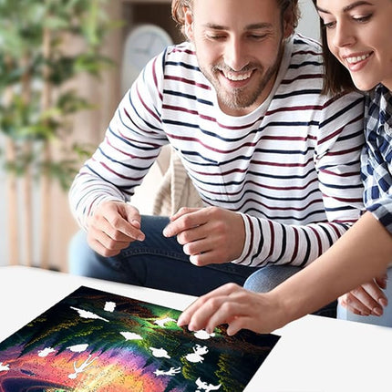 Wooden Jigsaw Puzzle for Adults - Challenging 300 Piece Puzzle with Cool Shapes - UFO Alien Landscape Puzzle Art - Paranormal Collection (Earthly Encounter)