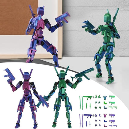 T13 Action Figure (Assembly Completed) Titan 13 Dummy 13 Action Figure Robot 13 Figure 3D Printed Articulated Multi-Jointed Movable Robot Model (2 Pack-H)